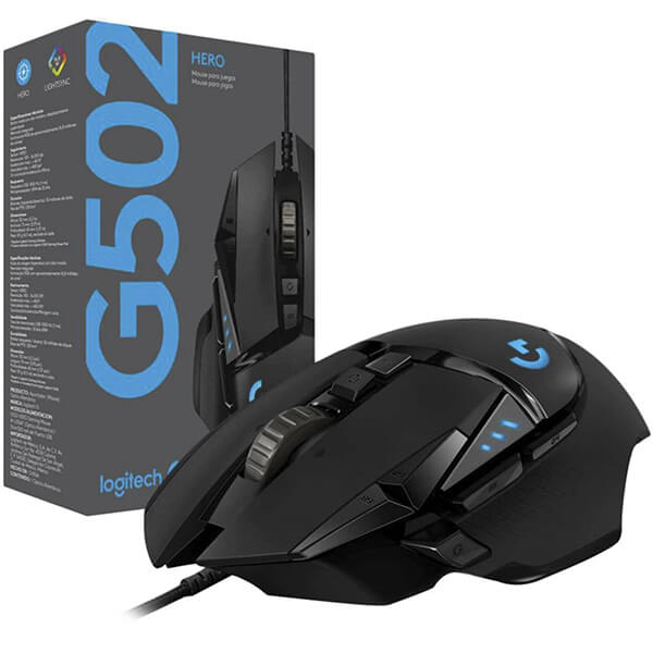 Logitech G502 HERO High Performance Wired Gaming Mouse, HERO 25K Sensor, 25,600 DPI, RGB, Adjustable Weights, 11 Programmable Buttons, On-Board Memory, PC / Mac