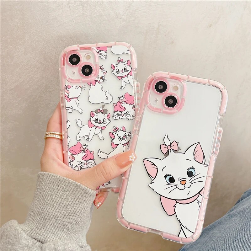 Cartoon Disney Marie Cat Phone Case For iPhone 14 Pro Max 13 12 11 X XS Max XR 8 7 Plus Noctilucent Transparent Soft Cover Funda. 