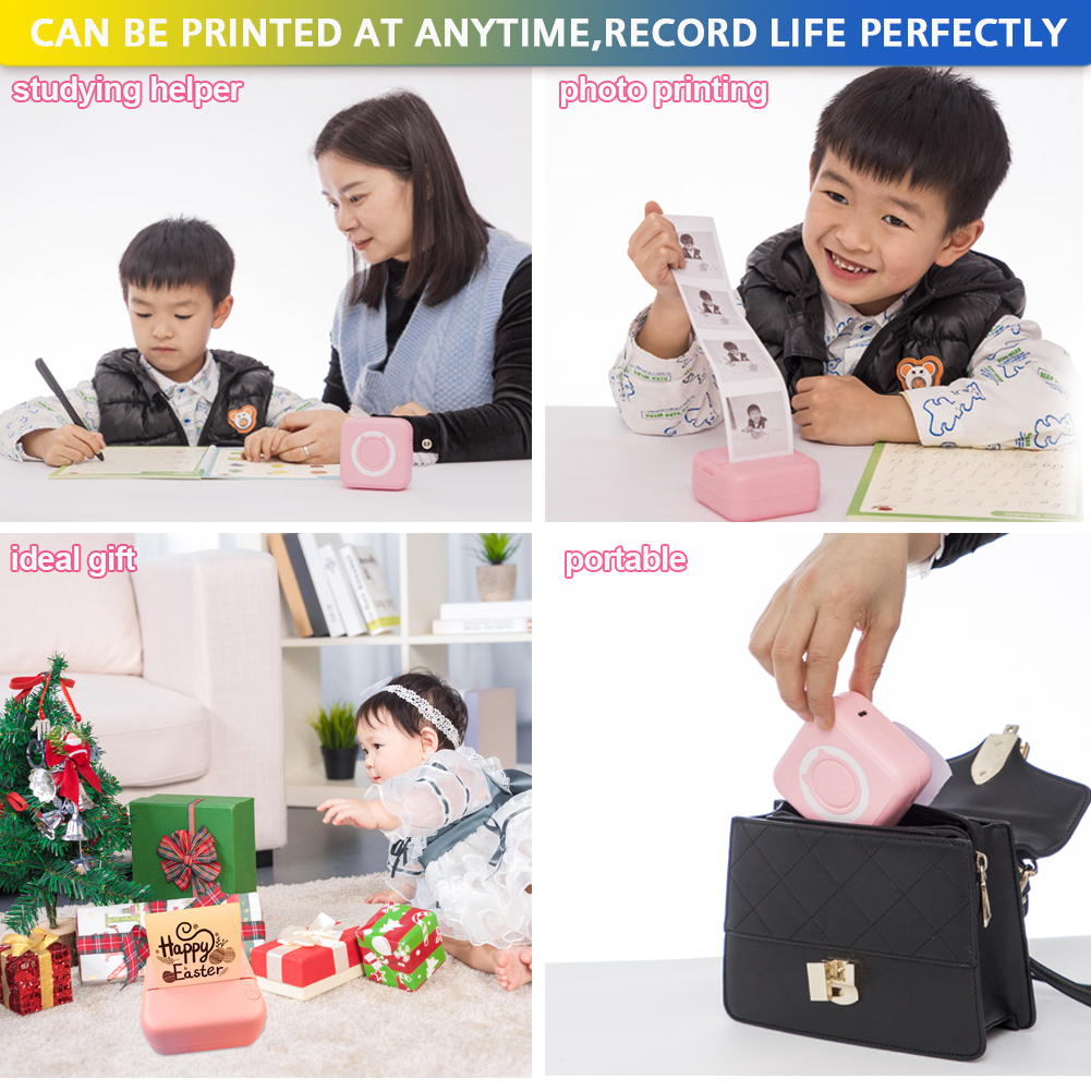 Mini Thermal Printer Photo Note Sticker Printing Bluetooth Wiressless Printer for IOS Androd Phone No Need Ink in 57mm.. 