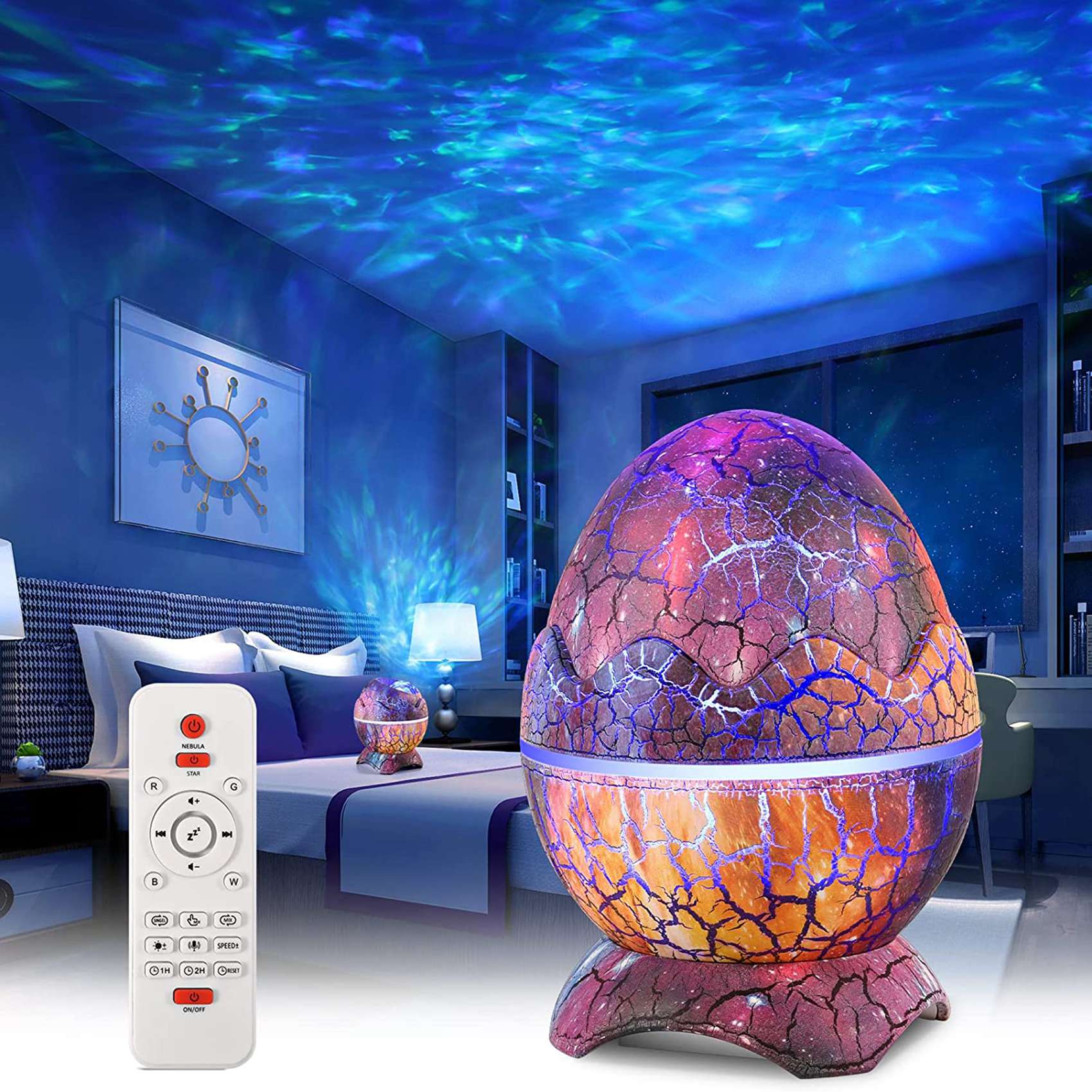 LED Star Projector Dinosaur Egg Galaxy Projector with Bluetooth Speaker with White Noise,for Gift Decor Party Theatre. 