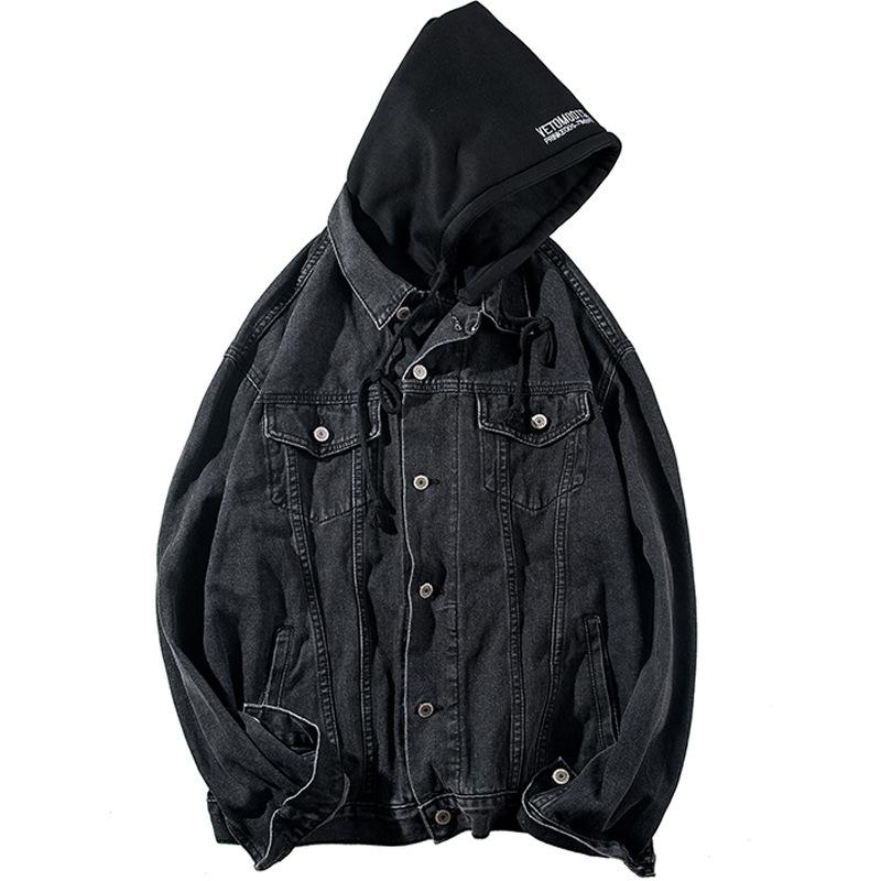 Spring Autumn Hooded Men Denim Jacket 