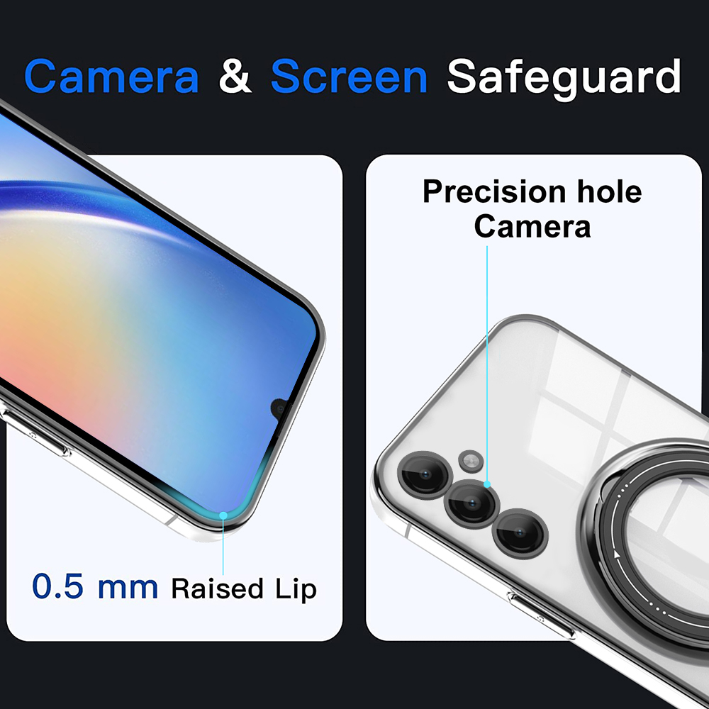 For Samsung Galaxy A34 5G Ring Stand Ultra Thin Drop Proof Case For SamsungA34 GalaxyA34 Plating Magsafe Bracket Back Cover Fingerprint Resistance. 