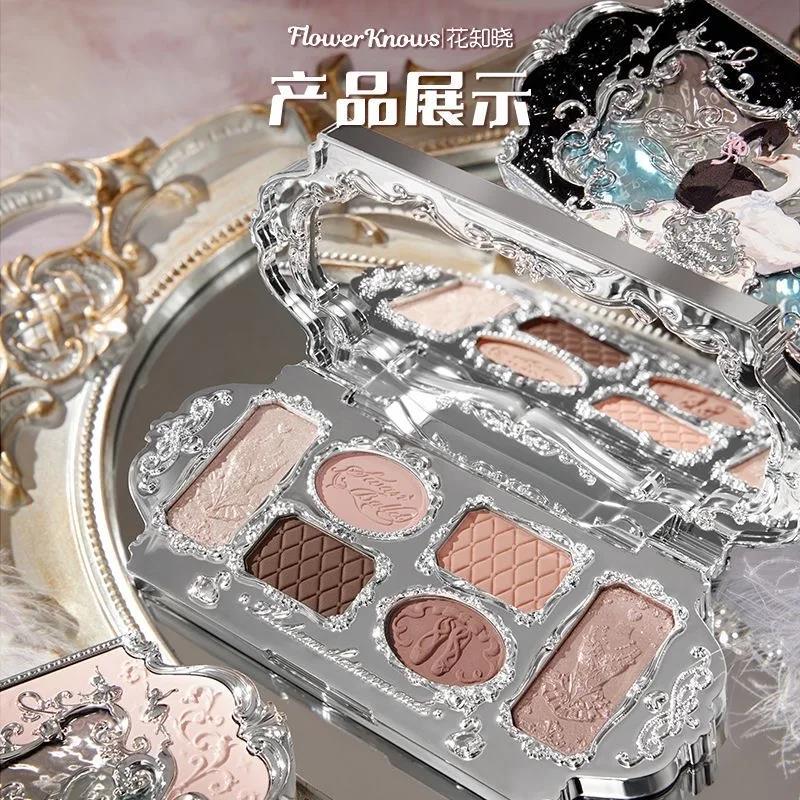 Flower Knows Swan Ballet Series 6 Color Eyeshadow Palette Glitter Matte Long Lasting Eye Shadow AmourV. 