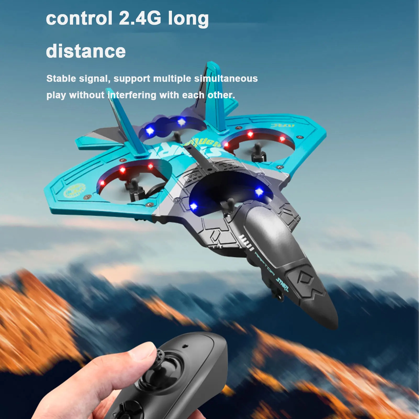 V17 Rc Plane Jet Fighter RC airplane 2.4GHz Remote Control Air plane 360 Stunt Spin Remote Light RC Plane Toy. 