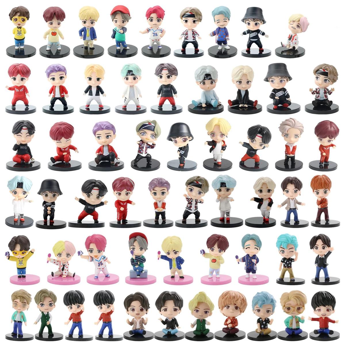 2022 NEW BTS 7PCS Bangtan Boy BTS V JUNG KOOK JIMIN Groups Model Toys A.R.M.Y Action Figures Toy KPOP Star TOP Group Puppet Collection Action Figures for Gift Toy