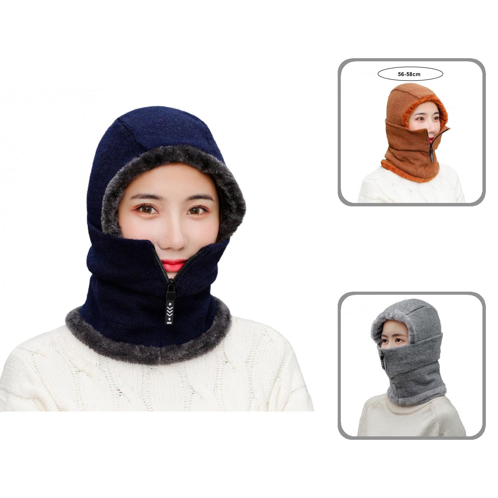 柔らかい Women Face Cover Plush Lining Knitted Acrylic Fiber Zipper Design