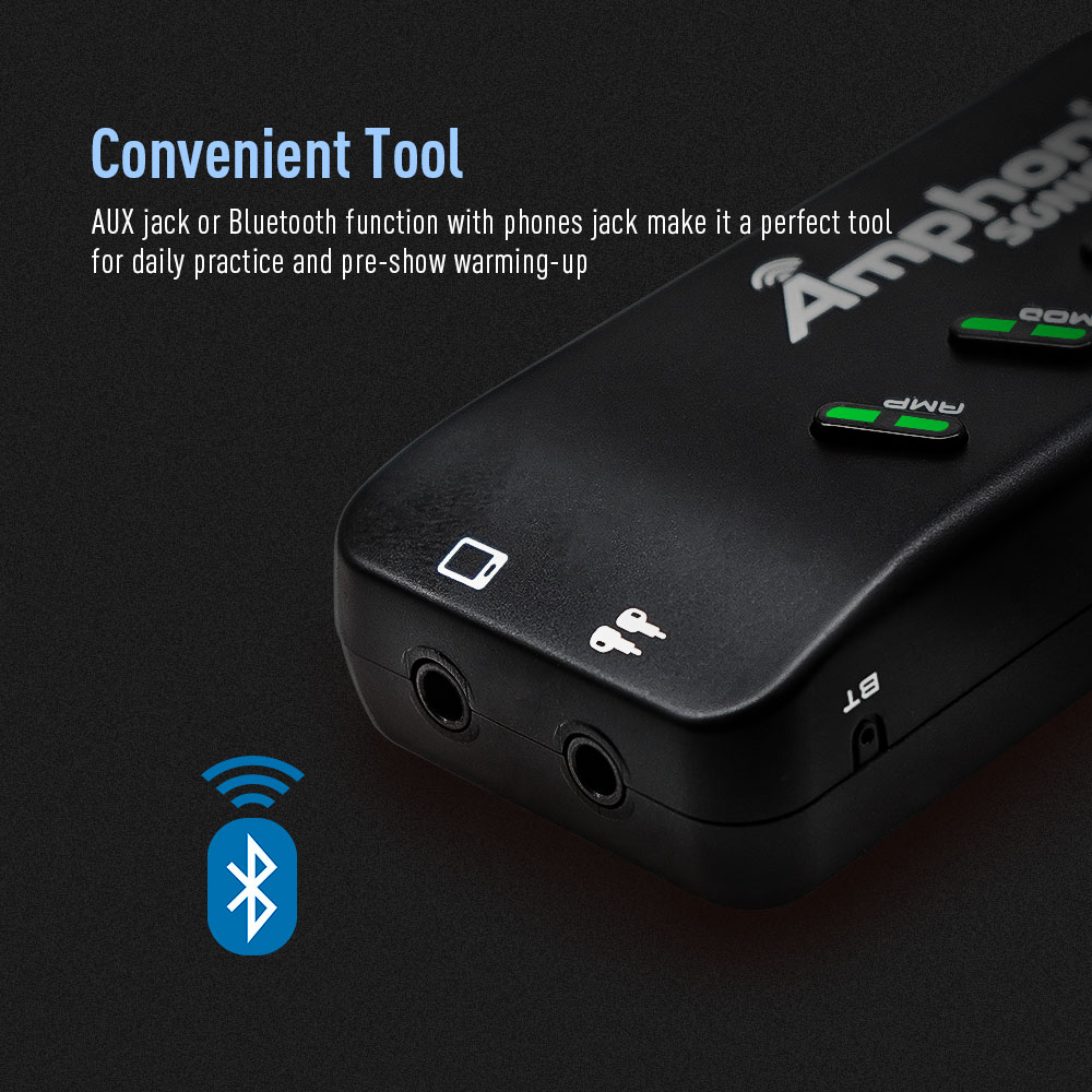 SONICAKE Bluetooth Headphone Guitar Amplifier Plug-In USB Chargable Portable Pocket Carry-On Bedroom Multi-Effects QAP-10. 