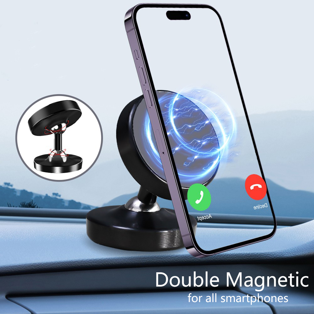 New Double Sided Strong Magnet Car Holder Bracket Mount Dual Magnetic Phone Holder in Car Gym Kitchen Double Rotatable Holders. 