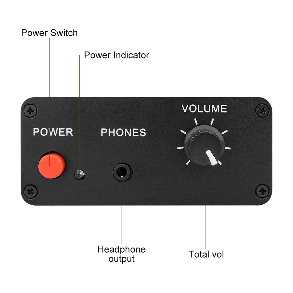 AU-10X NE5532 Stereo Audio Preamplifier Amp Headphone Amplifier Board Gain 20Db RCA 3.5MM Volume Control EU Plug. 