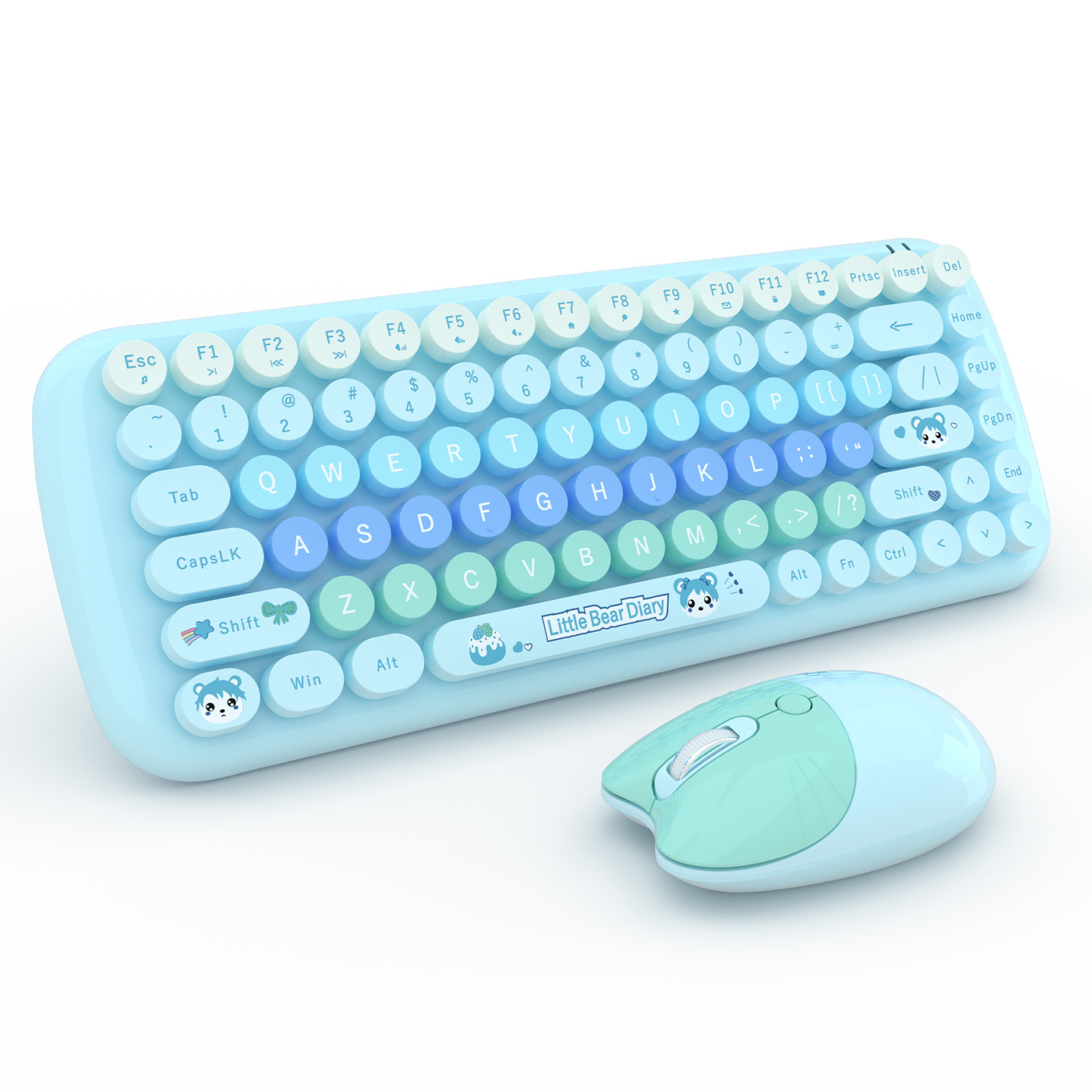 mofii Ferris Hand Office Mini Wireless 2.4G Keyboard & Mouse Set Round Keycaps Girl Pink Wireless Keyboard. 