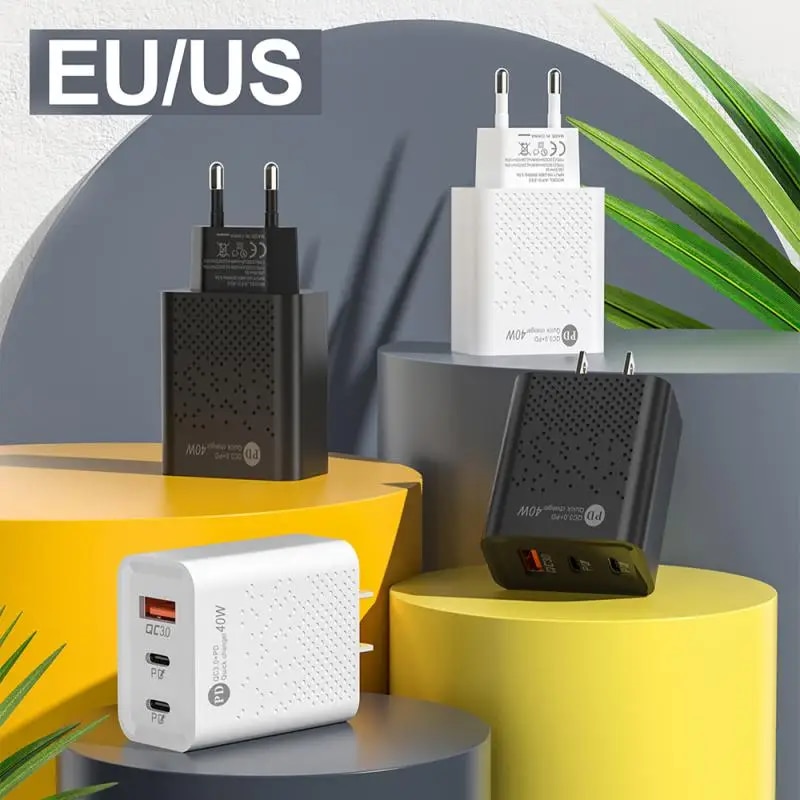 USB Wall Charger QC3.0+PD40/20W USB Cube Power Adapter Multi-port Cellphone Charger US/EU Plug Travel Charger Adapter For Phone. 