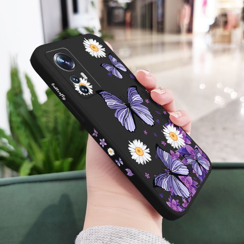 Xiaomi Redmi Note 12s 12 Pro 5G 12 Pro 4G Note 11 Pro 5G 11S 10 10 Pro 5G Redmi 10 10S Stylish Casing Silicon Rubber Case Butterfly Little Daisy Flower Liquid Phone Cover with Strap