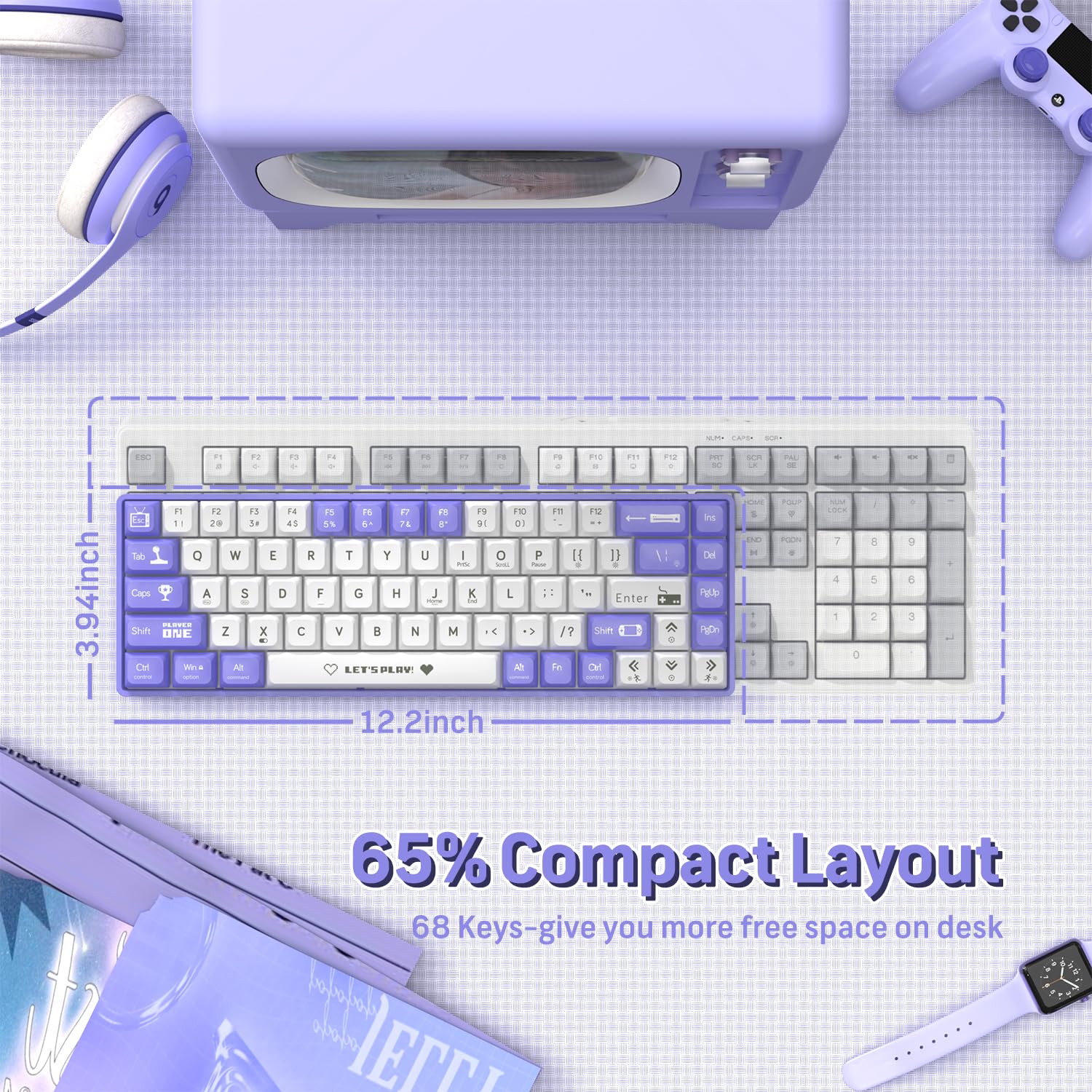 AJAZZ AK680 Wired Mechanical Keyboard 60% Compact Layout 68 Full-key Hot-Swappable RGB Backlight Gaming Keyboard For PC/Laptop. 