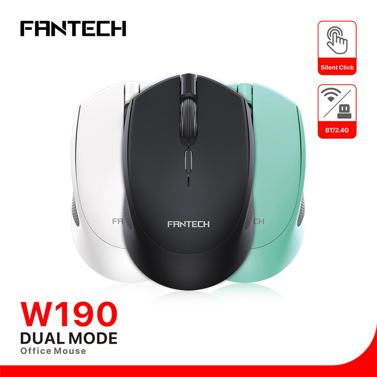 FANTECH W190 DUAL MODE 2.4Ghz and Bluetooth Wireless Mouse Up to 200 Hours Of Battery Mini Mute Silent Office Mouse Mice. 