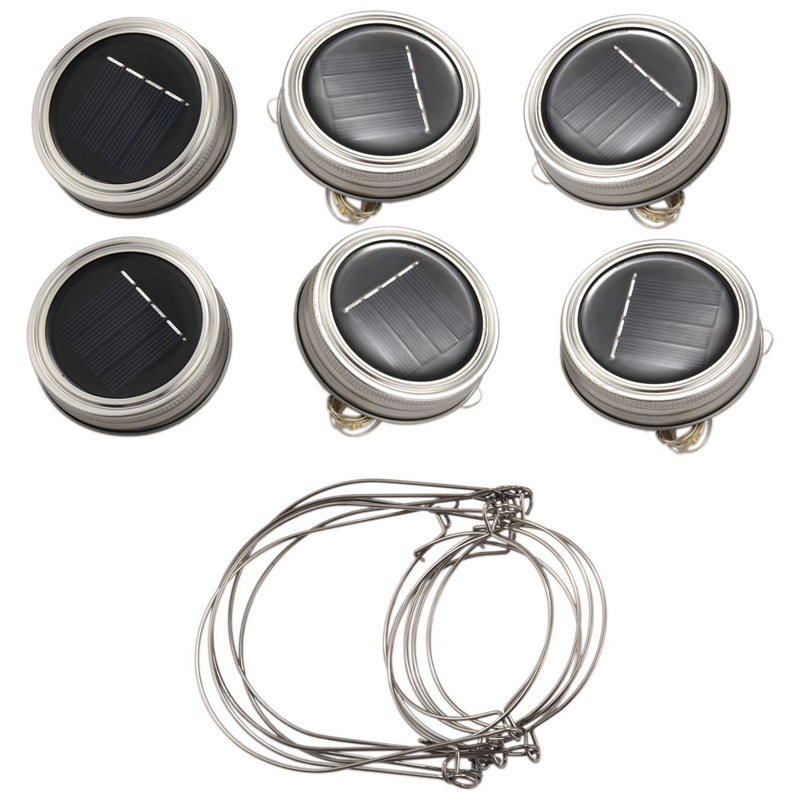 Solar Mason Jar Lid Lights, 12 Pack 20 Led String Fairy Star Firefly Jar Lids Lights,12 Hangers (Jars Not Included). 