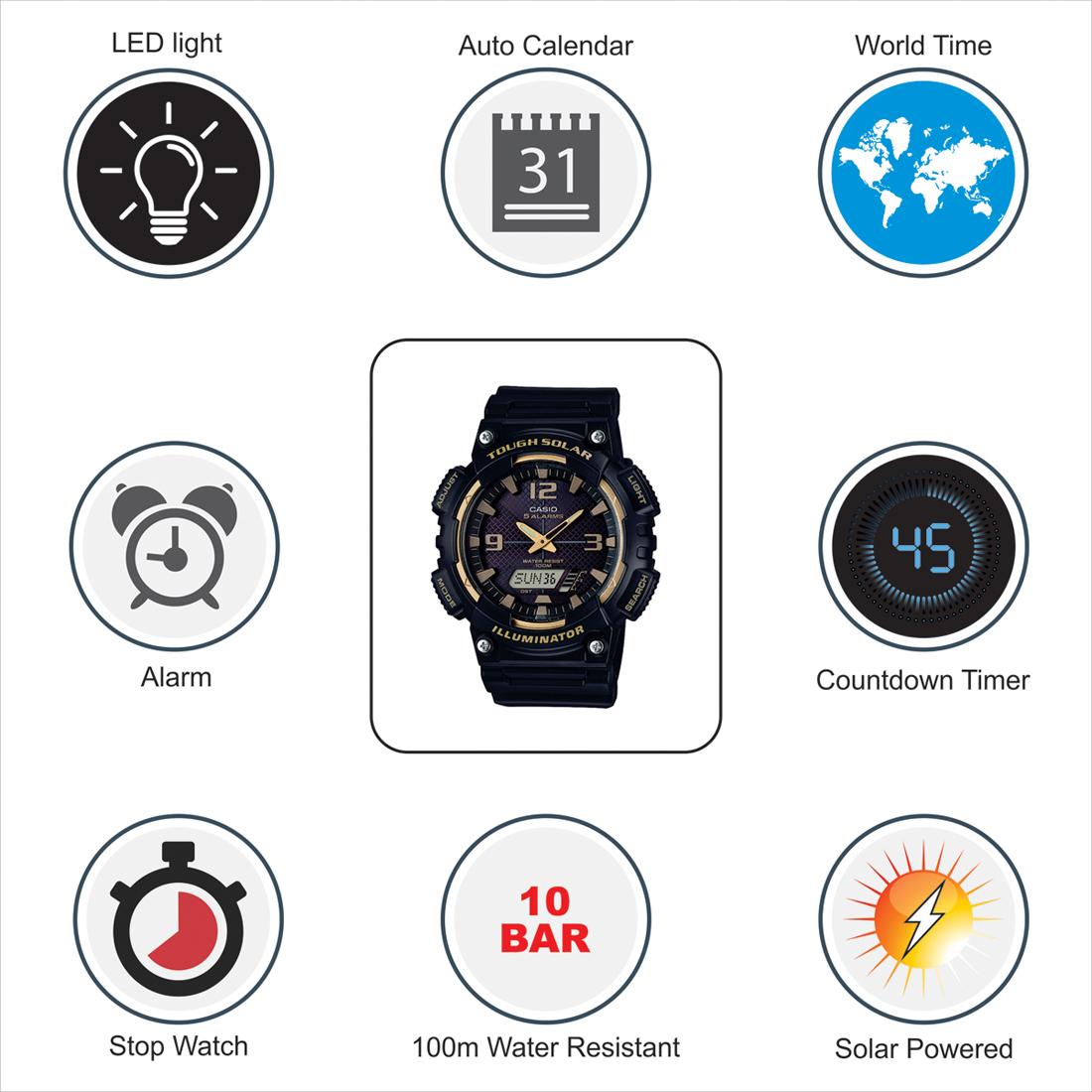 Casio Youth AQ-S810W-1A3VDF Analog-Digital Wrist Watch For Men - Black. 