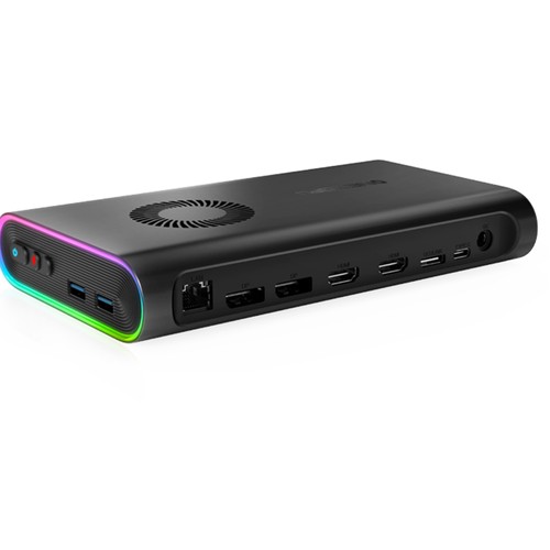 One Netbook ONEXGPU e-GPU Dock with AMD Radeon RX 7600M XT GPU, 8GB Storage, 1*Oculink 1*USB-C 4.0 2*HDMI 2*DP 2*USB-A 3.2 1*M.2 2280 1*RJ45, 100W Reverse Charging, RGB Lighting Effects