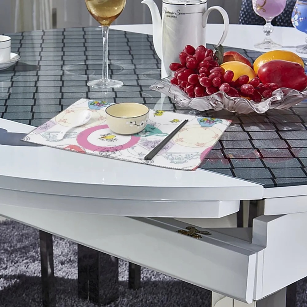 Customized Canvas Dining Mats Set, Dining Table Mat, Glass Decoration, A Set of 4. 