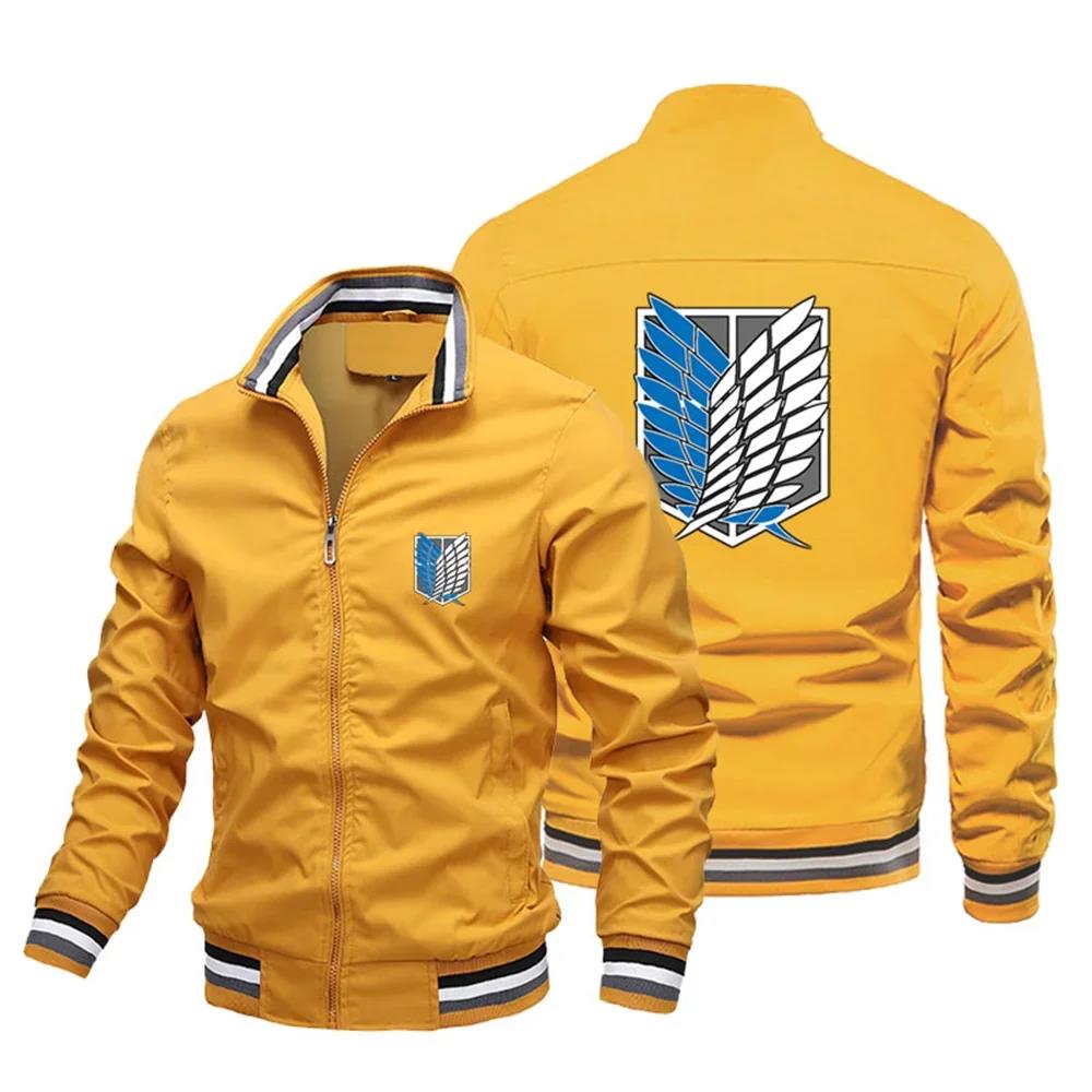 2024 Japanese Manga Print Attack on Titan Print Baseball Jacket Men's Jacket Street Y2k Harajuku Style Jacket Biker Jacket S-4XL. 