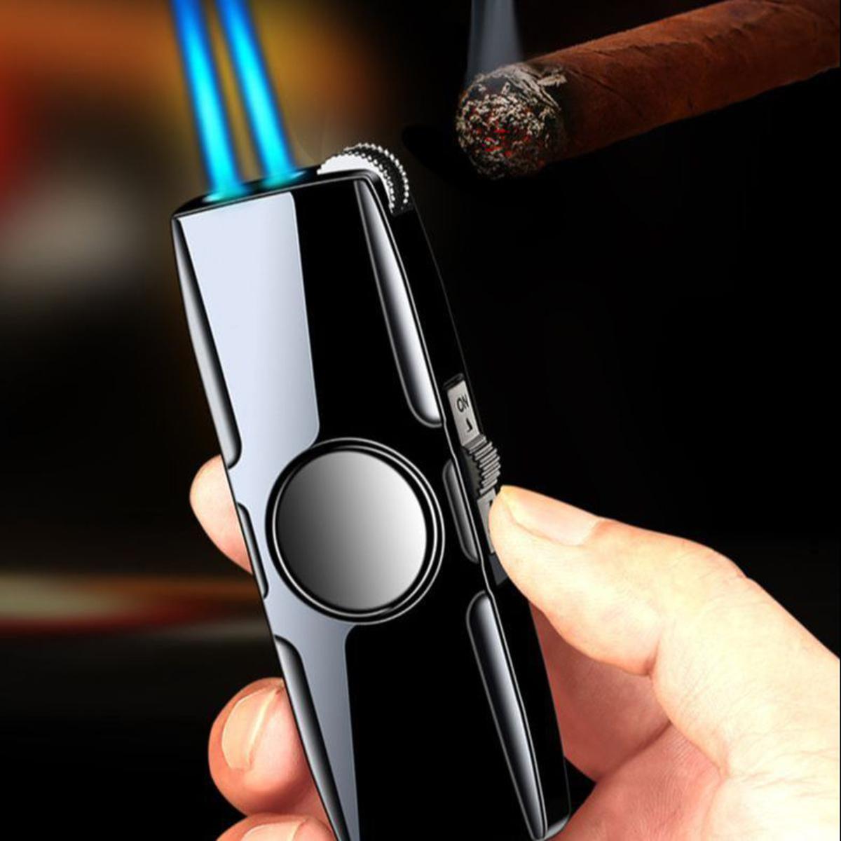 Fidget Spinner Cool Lighter Windproof Blue Flame Nozzles Turbo Torch Jet Lighter Gas Butane Cigar Cigarate Lighter