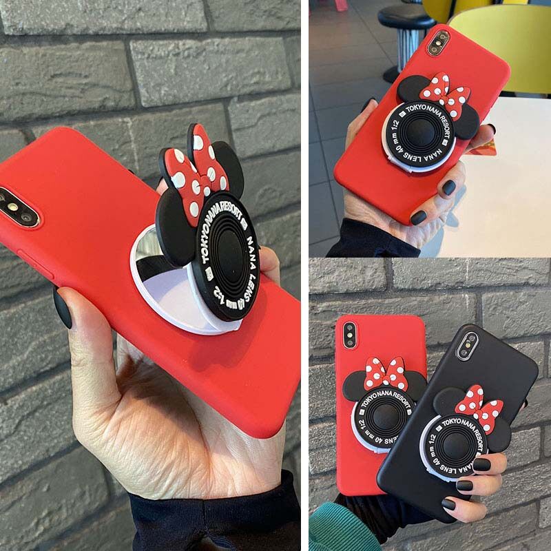 For Google Pixel 7 Case Makeup Mirror Soft Cute Cartoon Camera Stand Silicone Cases for Google Pixel 7 Back Cover Casing. 
