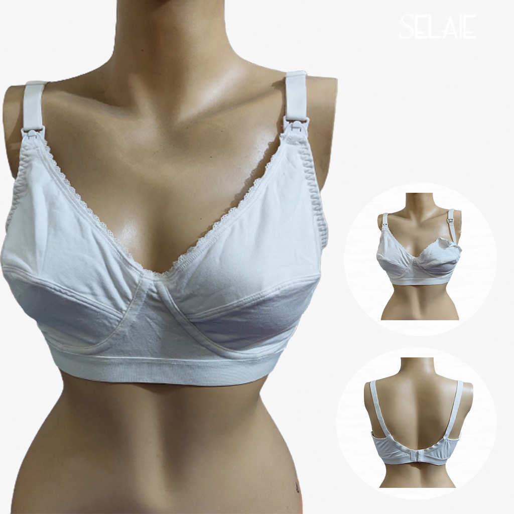 Soft, Non-Padded, Non-Stick Maternity Bra in Classic White by selaie