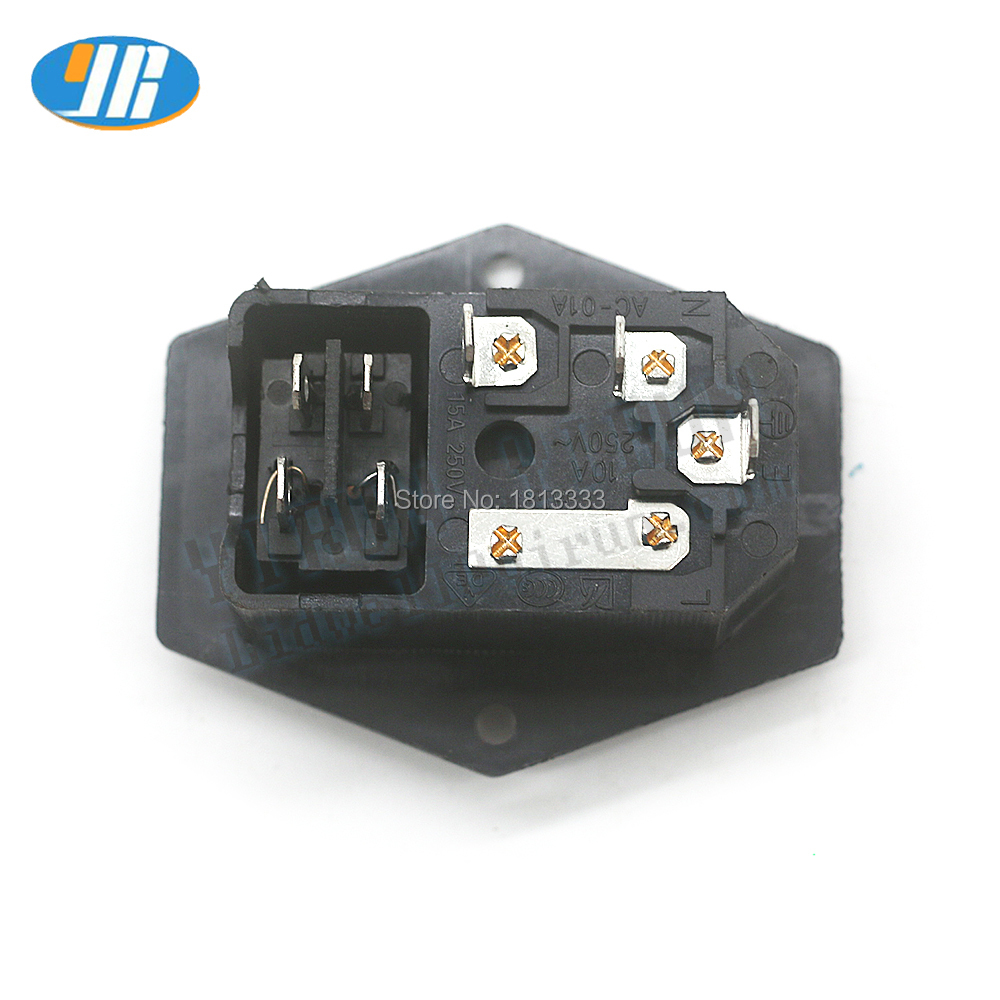 10A 250V Inlet Module Plug Fuse Switch Male Power Socket 4Pin + 3Pin IEC320 C14 For Arcade Game Vending Machine DIY Parts. 