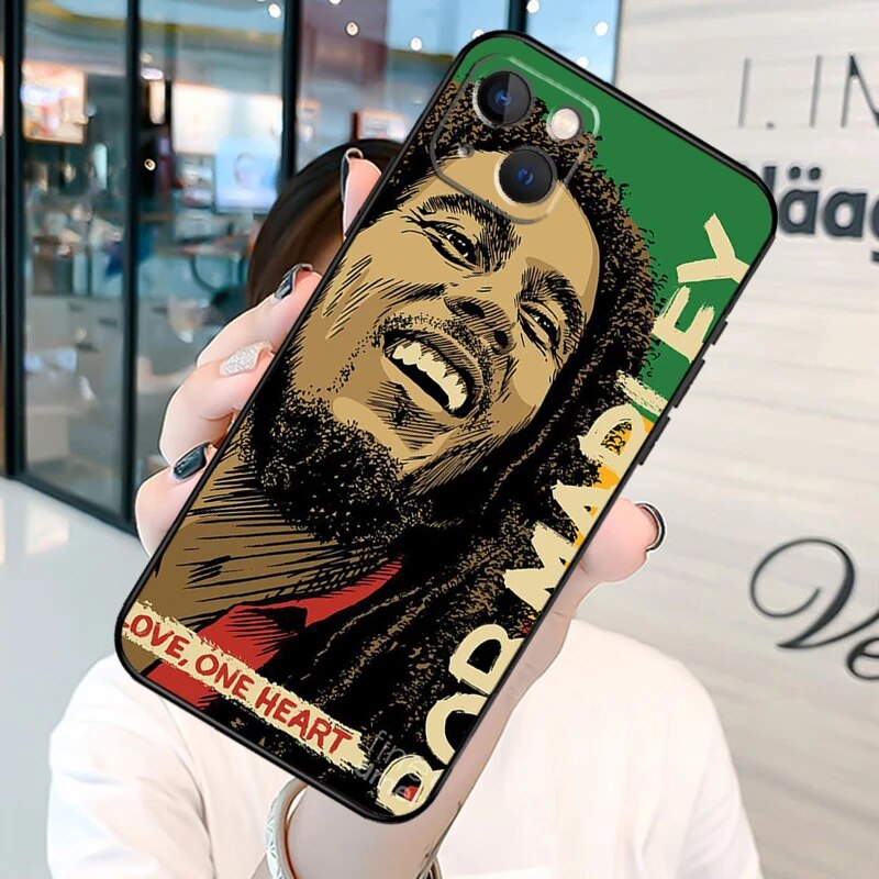 Bob Marley Phone Case on For iPhone 13 12 11 14 15 Pro Max 8 7 Plus SE 2020 XR X XS MAX Soft Back Cover. 