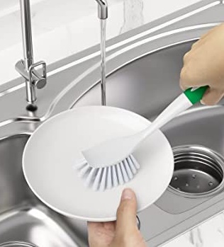 Dish Brush with Handle, 2 Pack Kitchen Scrub Brushes for Cleaning for Sink, Pots, Pans- Color & Design Randomly Selected.. 