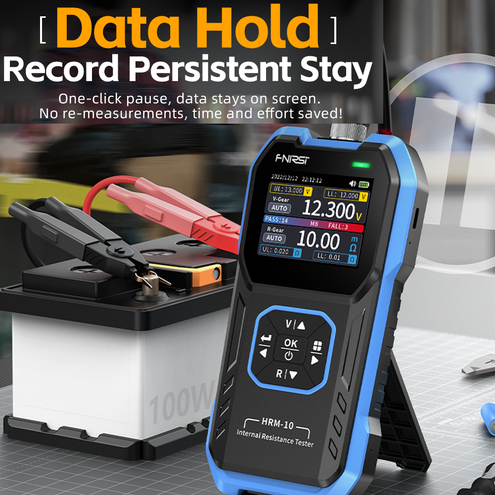 HRM-10 Portable Versatile 4-Wire Battery Tester Accurate Internal Resistance Voltage Measurement Device TFT Display with Sorting Data Hold and Export Functions for Various Battery Types. 