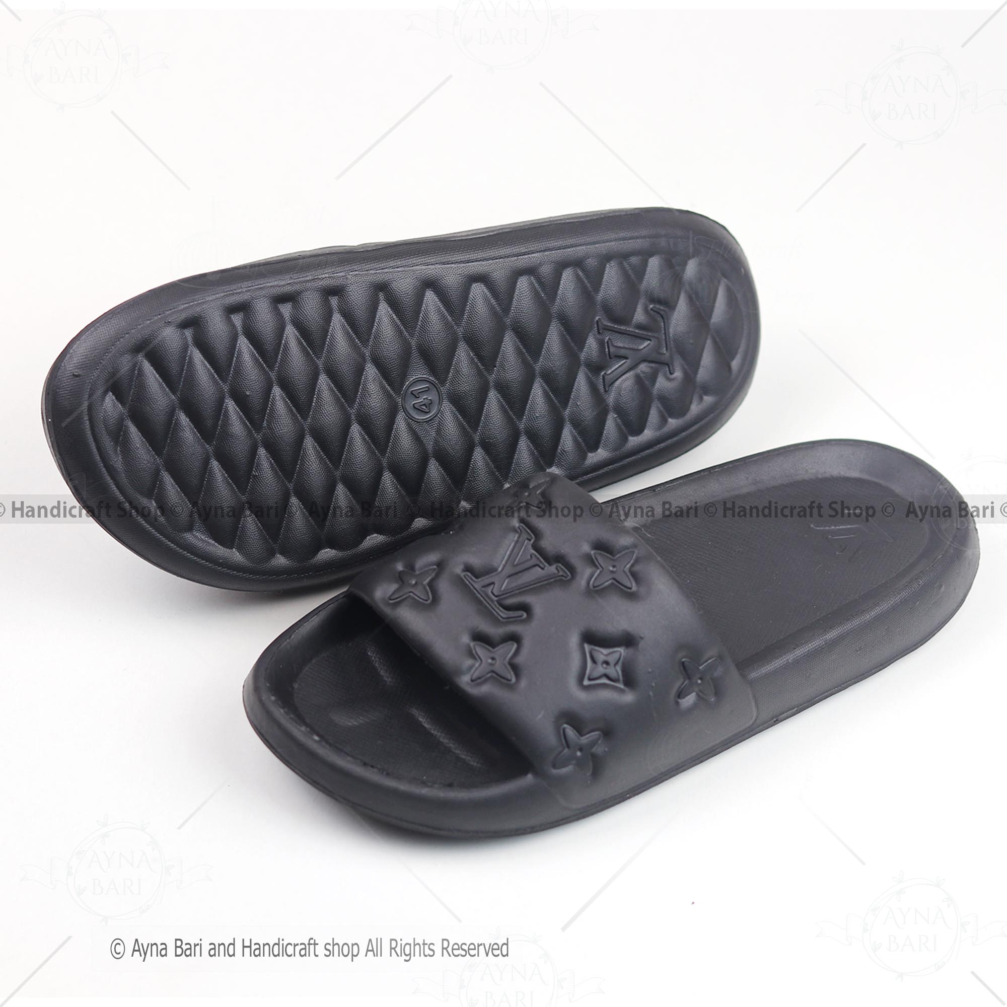 Fake louis slides hot sale