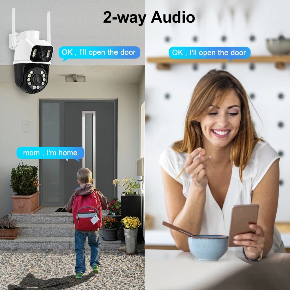 New 8MP 4K PTZ Wifi Camera Dual Lens with Dual Screen Ai Human Detect Auto Tracking Outdoor Surveillance Camera iCSee. 