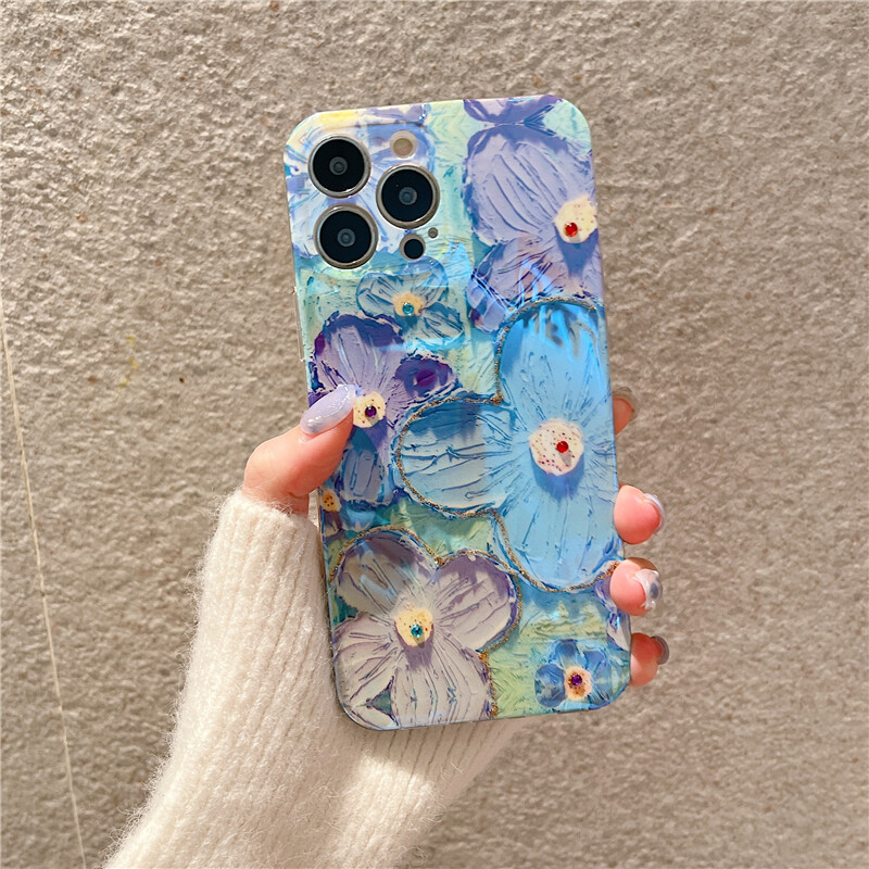 New Phone Case For Realme C53 Cover Soft Blue Light Oil Painting Flower Silicone Anti Shock For Realme C53 Case. 