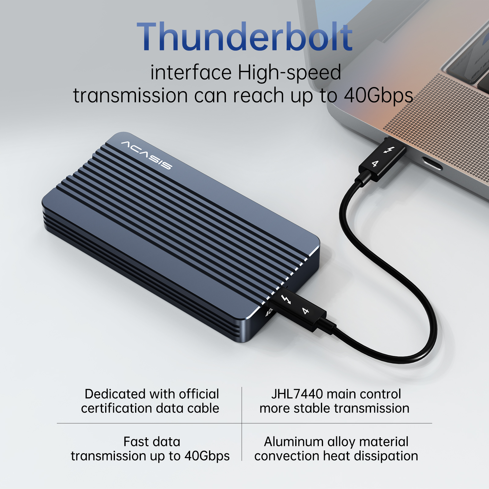 Acasis Thunderbolt 3 40Gbps M.2 NVME SSD Enclosure 8TB Transparent USB C SSD Case with 40Gbps Free Cable for Mac Windows. 