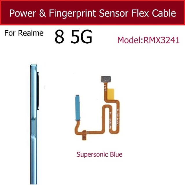 Fingerprint Sensor Flex Cable For Realme 8 5G Power Button Sensor Fingerprint Home Touch Sensor Flex Ribbon Parts. 