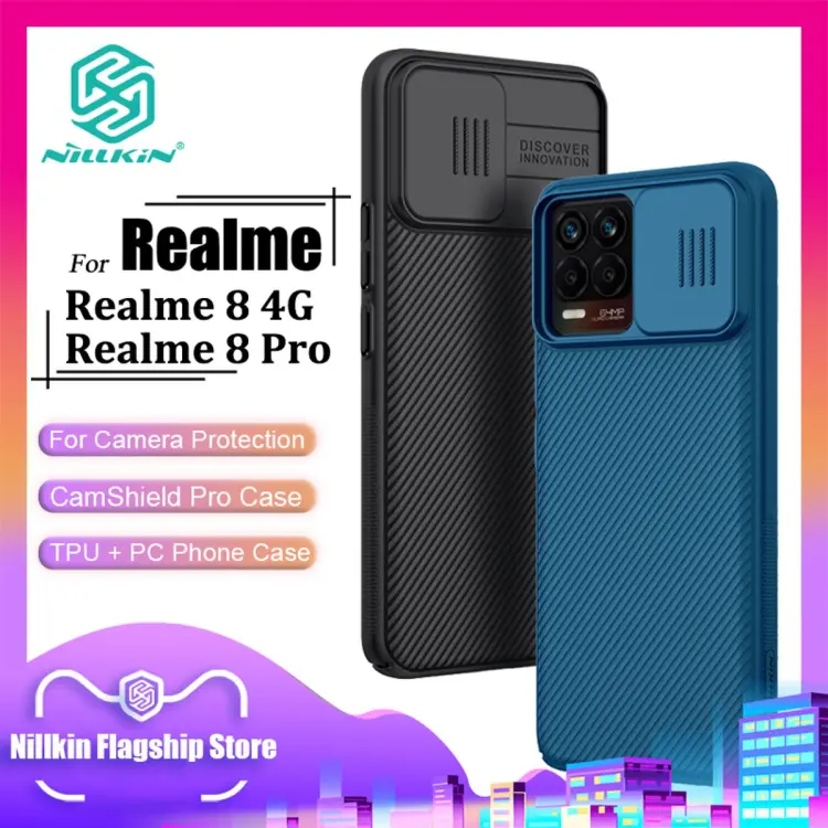 Funda para Realme 8 4G/Realme 8 Pro, Nilkkin Slide Lens Cover Slim Case  Funda protectora con protector de cámara PC duro y TPU Ultra Thin