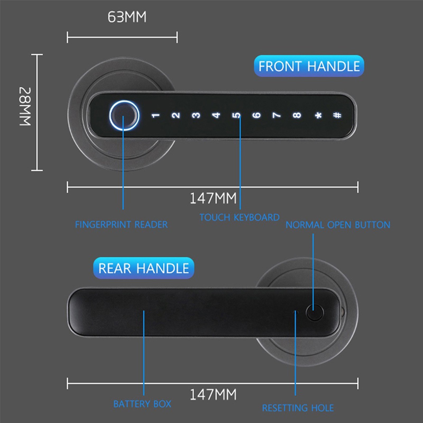 WAFU Fingerprint Door Lock 4 Unlocked Ways tuya BT Connection APP Unlock Password Unlocking for Homes Apartments-01#. 