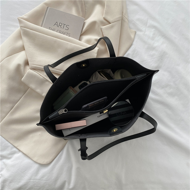 Autumn and Winter Big Bag Women's 2021 New Korean Version Trendy Simple Large Capacity Soft Leather Tote Bag Casual and Versatile Shoulder Bag. 