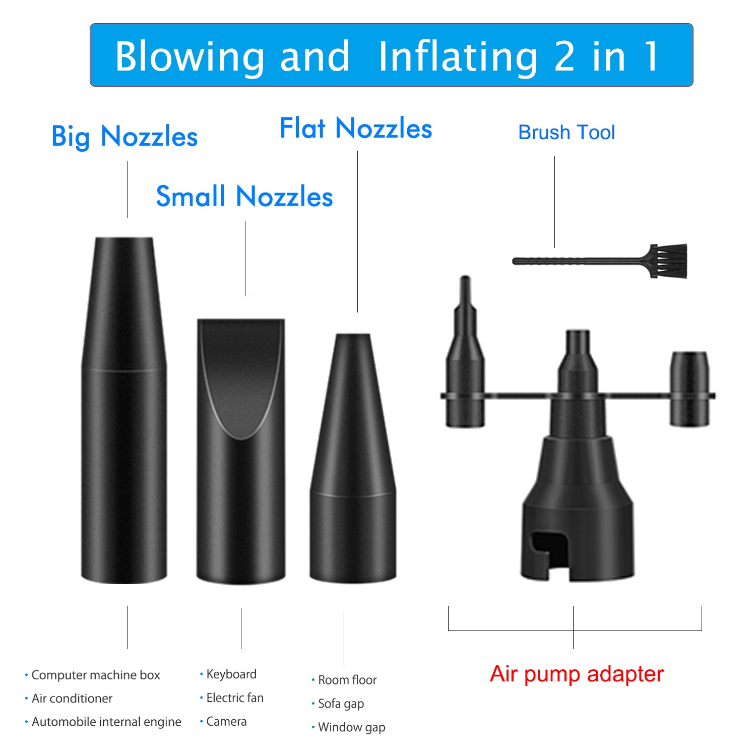 500W Cordless Air Duster Compressed Air Blower Vacuum Cleaner For Computer  Keyboard Electronics Cleaning For Car Sofa Pet-Wireless Model. 