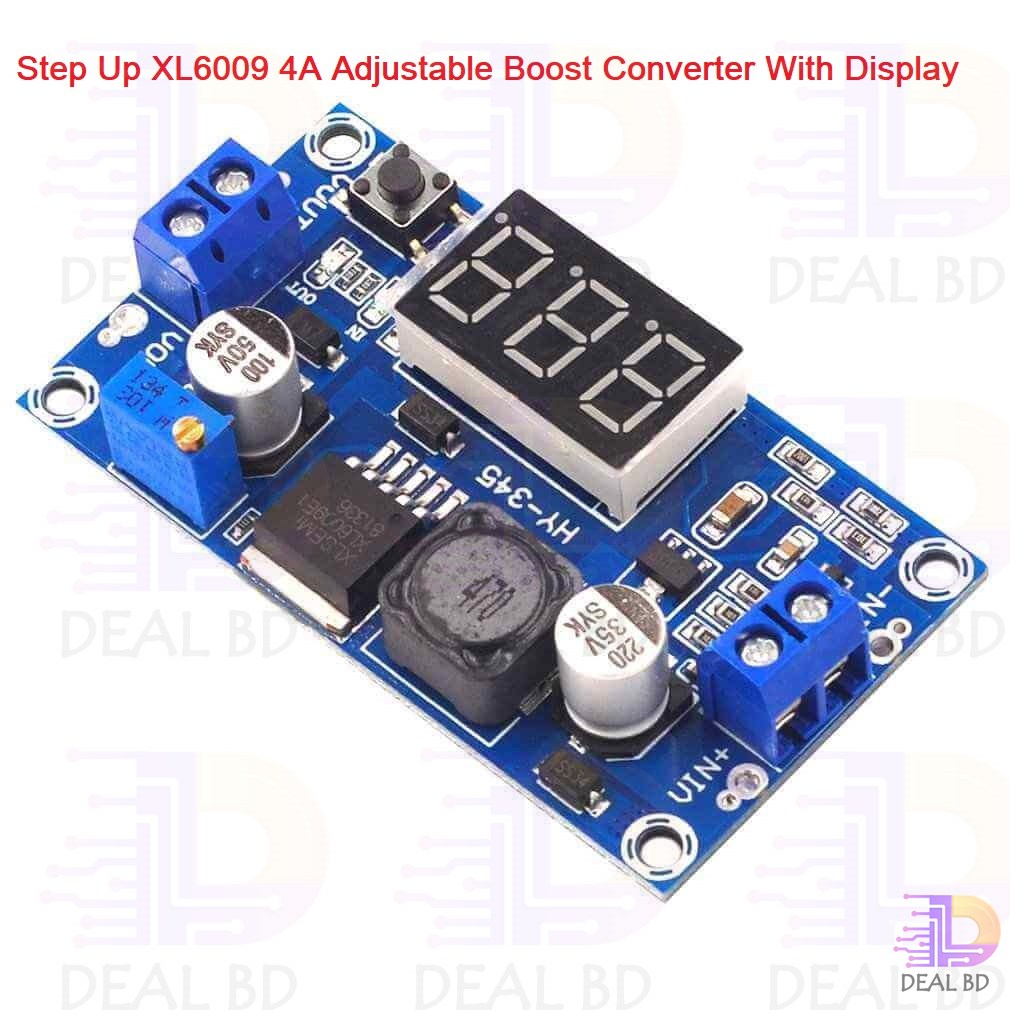 DC DC Step Up XL6009 4A Adjustable Boost Converter DC 4.5-32v To 5-35v Power Supply Voltage Regulator Module With LED Display Voltmeter. 