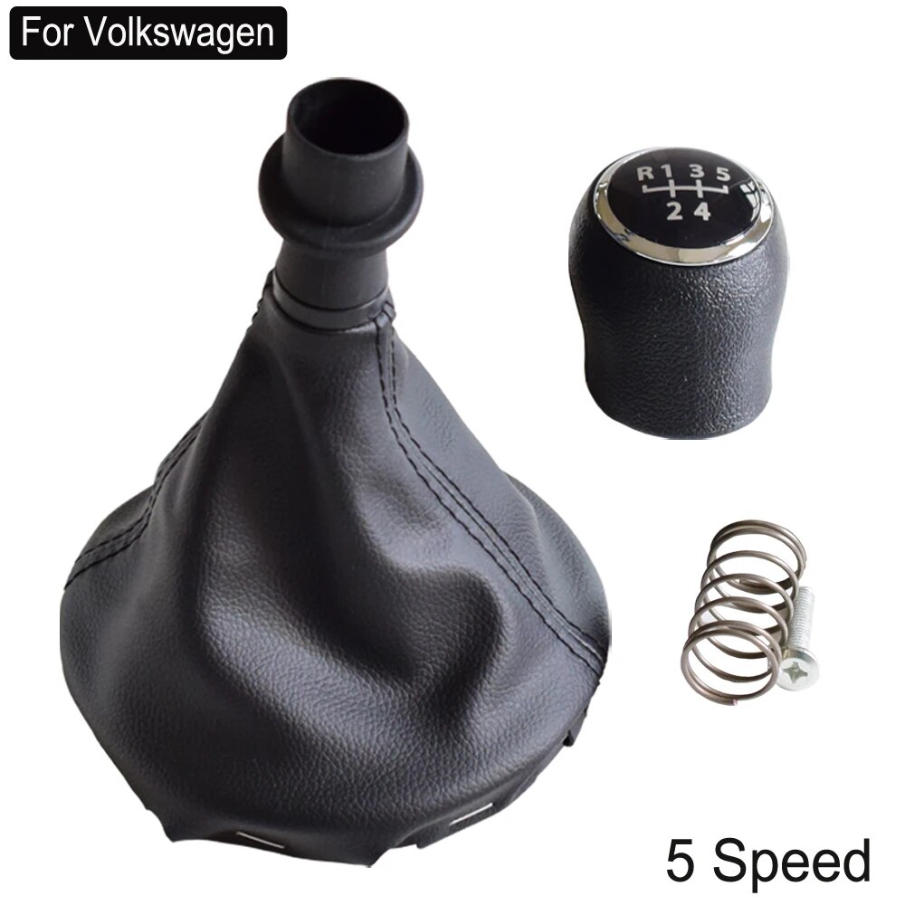 Car Accessories Car Gear Shift Knob Lever With Boots 5 6 Speed Black Panel For Volkswagen VW Transporter T5 T5.1 Gp 2003-11 T6-6 Speed-Silver. 