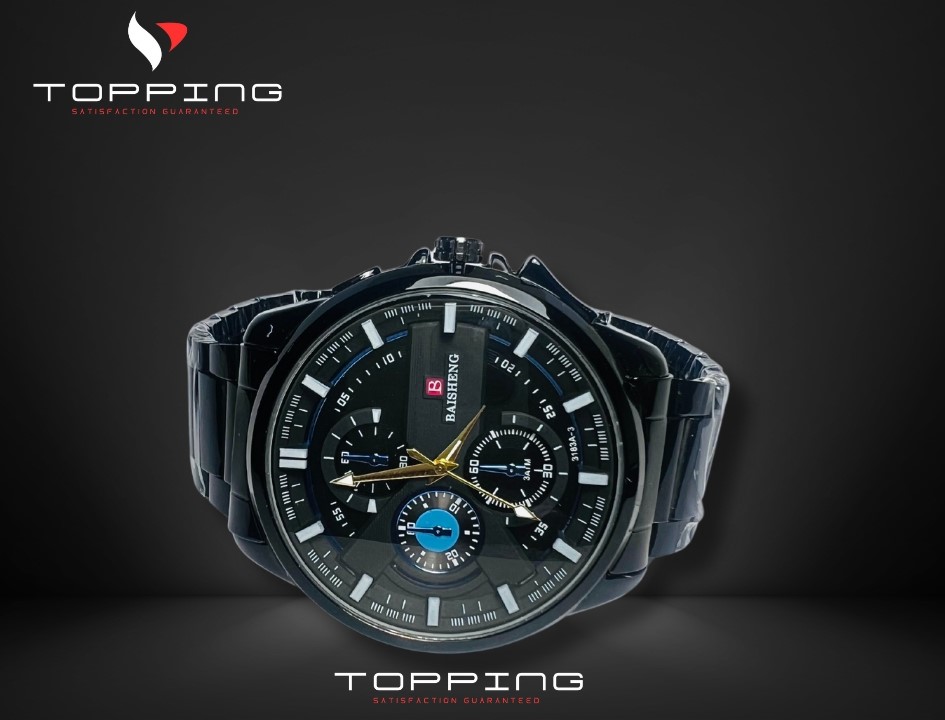 BAISHENG Watch for Men in Black with a Blue border. 