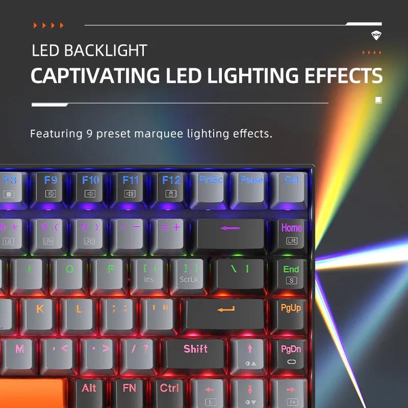 Machenike K500A-B84 Mechanical Keyboard 75% TKL Hot-Swappable Wired Gaming Keyboard 6-Color Backlit 84 Keys For PC Gamers Laptop. 
