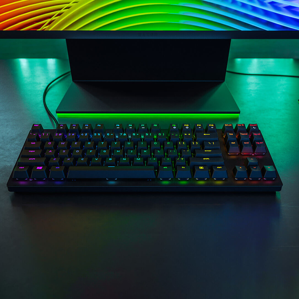 Razer Huntsman Tournament Edition Mechanical Keyboard Linear Optical Switch Gaming 87 Keys RGB Backlight Wired Keyboard Black. 