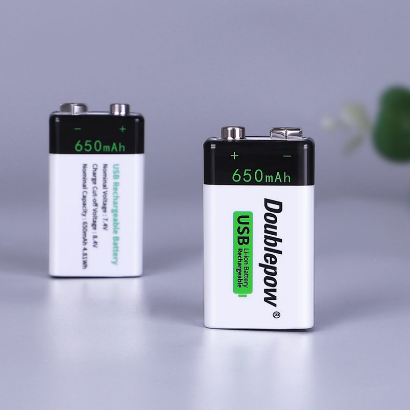 USB 9 Volt 650mAh USB 9v Rechargeable Lithium Battery for Multimeter Smoke detectors and other uses. 