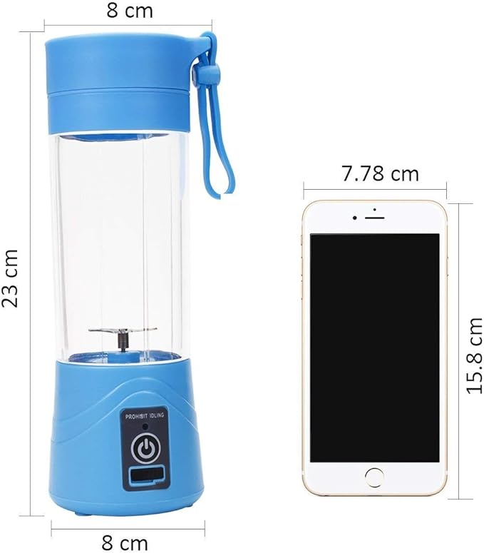 Portable Blender, Smoothie Juicer Cup - Six Blades in 3D,13oz Fruit Mixing Machine with 1500mAh USB Rechargeable Batteries, Detachable Cup Multicolor. 