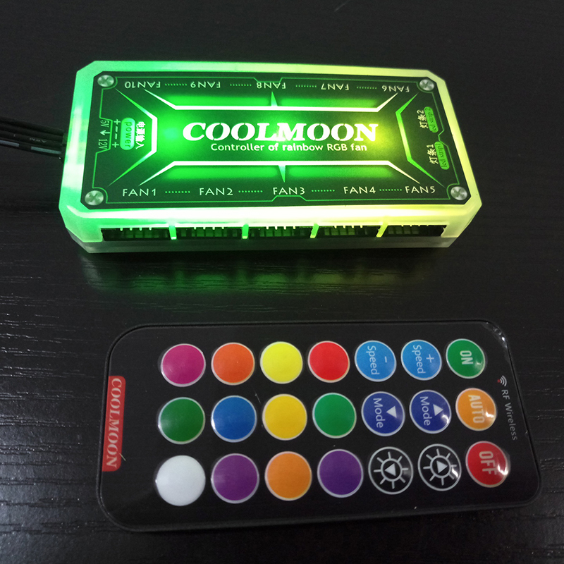 RGB Fans Remote Controller 12V 5A Color Controller with 10pcs 6pin Fan Port 2pcs 4pin Light Bar Port with Nice material. 