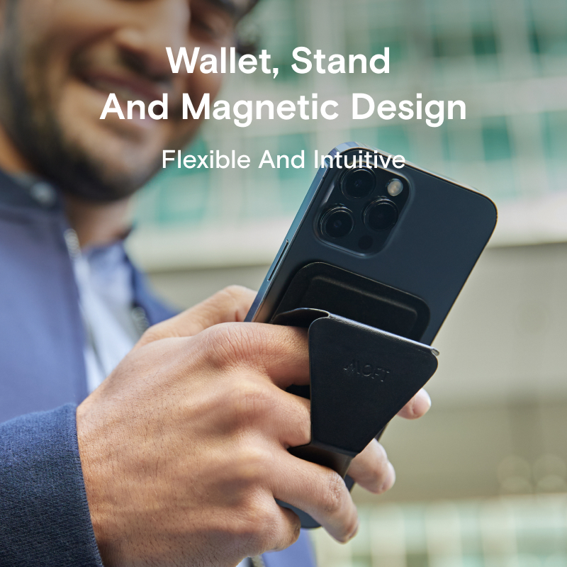 MOFT Magnetic Snap-on Phone Wallet Stand for iPhone 15/14/13/12 Series Compatible Phone Stand with 3 Viewing Angles. 
