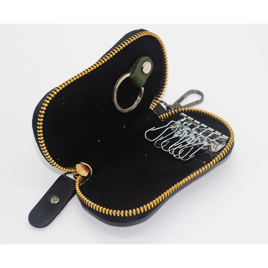 Keep Your Keys in Style with a Leather Key Ring Folder Wallet - Money Bag Type Key Holder/Box - Black -  A Unique Choice For Key Organization. 