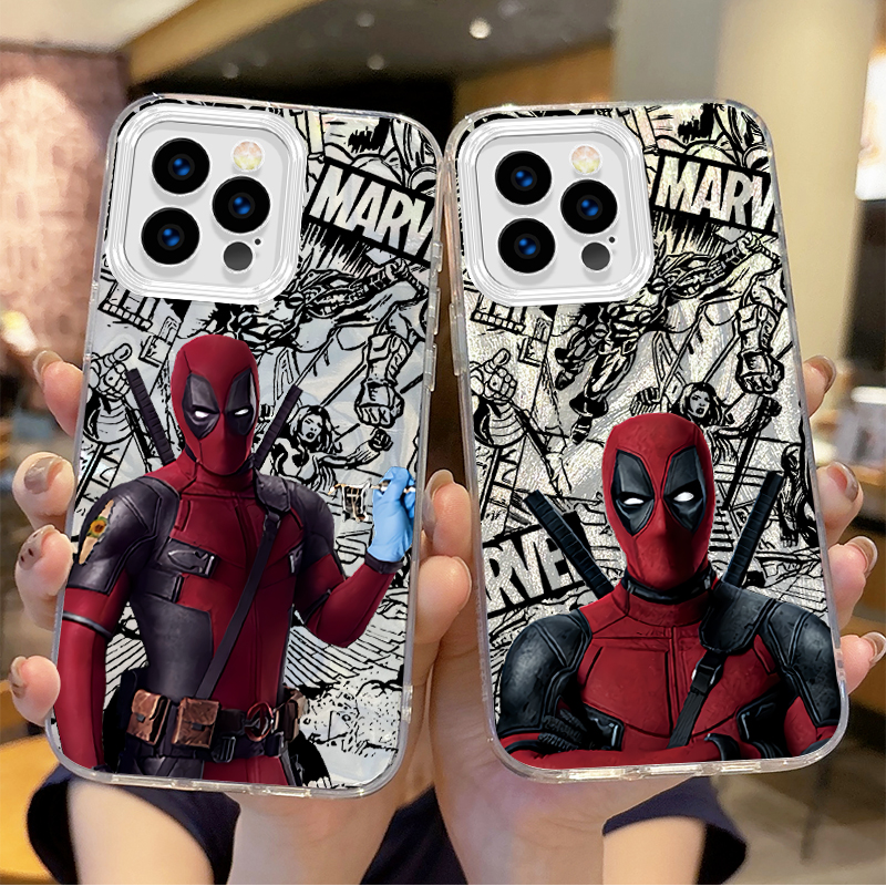 New Luxury Marvel Deadpool Phone Case for iPhone 16 15 14 13 12 happy11 Pro Max Plus XS XR 8 7 6 Plus Matte Gradient Shockproof Cover